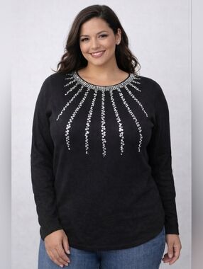 KIKIT SEQUIN SWEATER, Black/ Silver, Woman's Size XLRG